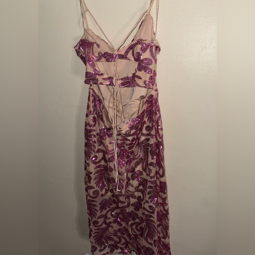 bebe Strapless Pink Sequin Dress - Picture 6 of 7